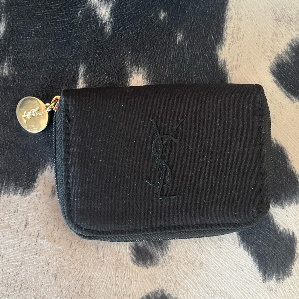 Yves Saint Laurent Parfums Black Cotton Mini Wallet